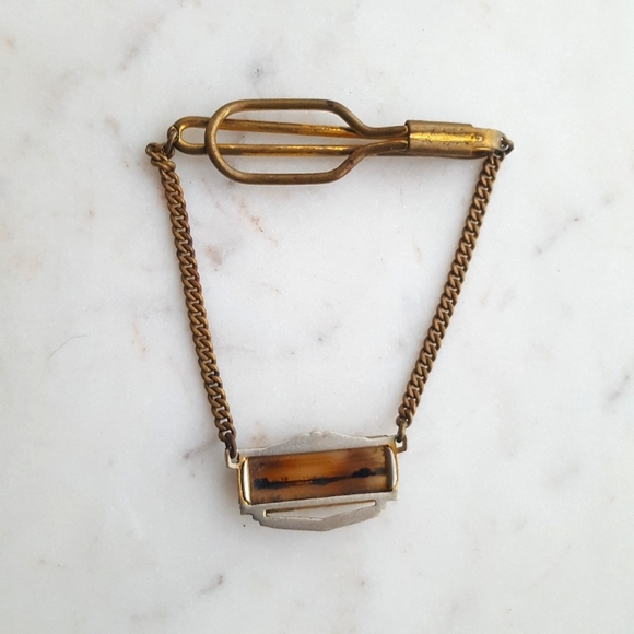 🌙Vtg Dendritic Agate Tie Clip Scene - Picture 5 of 10